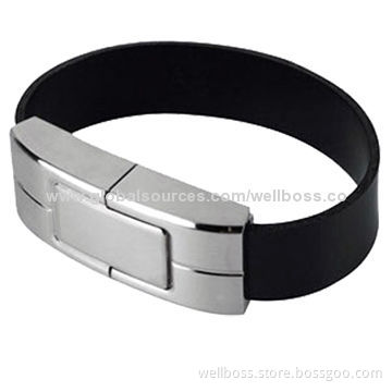 Leather Bracelet USB Flash Drive with Aluminum Housing, 1GB-32GB, Factory Price